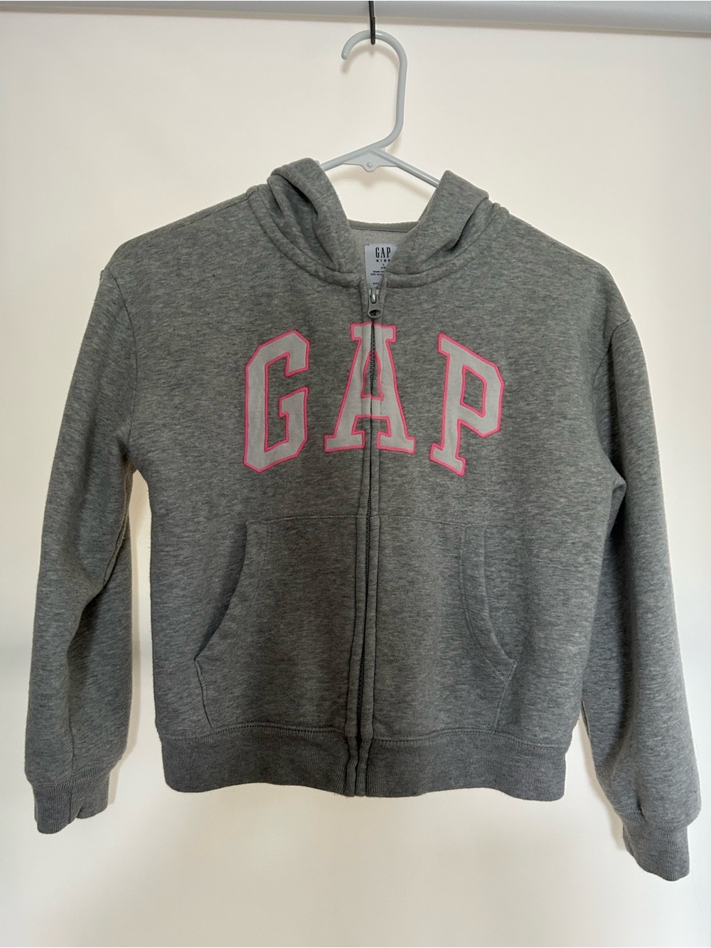 GAP Gray Hoodie with Pink-Outlined Logo